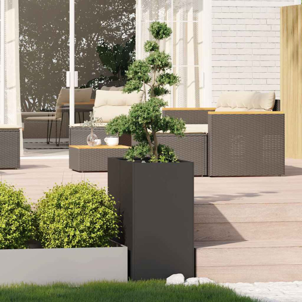 Produktbild för Planteringskärl svart 40x80x80 cm stål