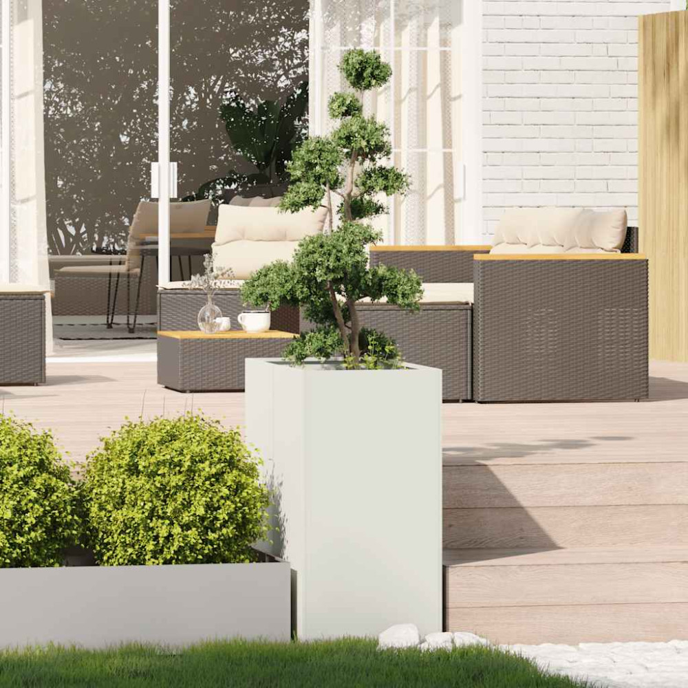 Produktbild för Planteringskärl vit 40x80x80 cm stål