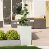 Produktbild för Planteringskärl vit 40x80x80 cm stål
