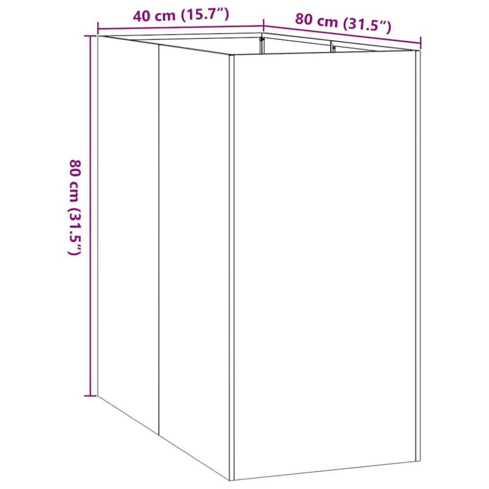 Produktbild för Planteringskärl vit 40x80x80 cm stål