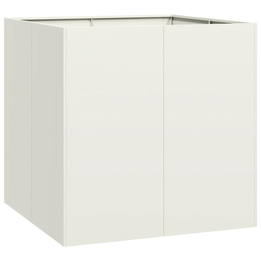 Produktbild för Planteringskärl vit 80x80x80 cm stål