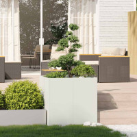 Produktbild för Planteringskärl vit 80x80x80 cm stål