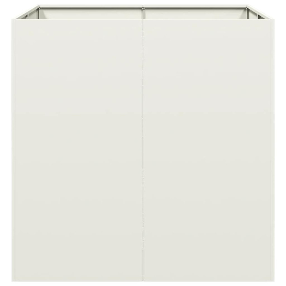 Produktbild för Planteringskärl vit 80x80x80 cm stål