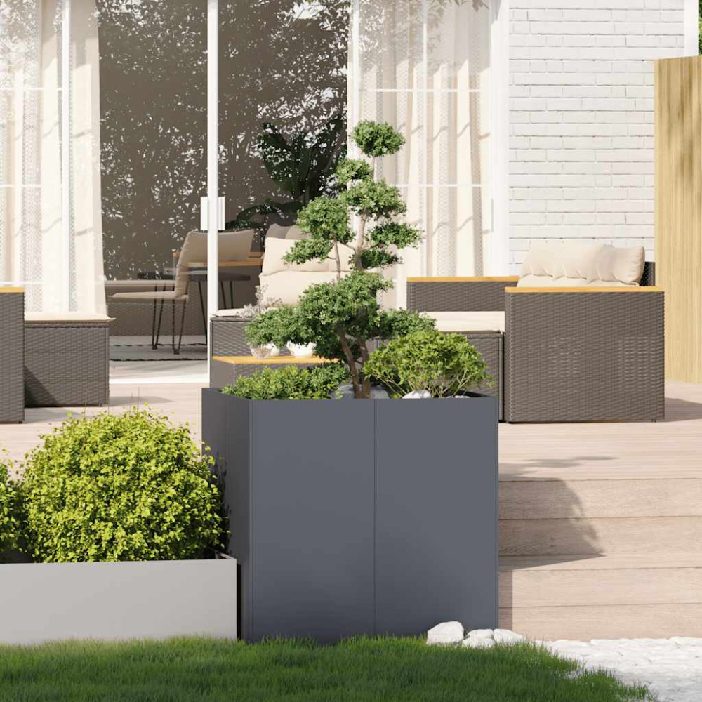 Produktbild för Planteringskärl antracit 80x80x80 cm stål