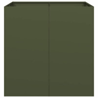 Produktbild för Planteringskärl olivgrön 80x80x80 cm stål