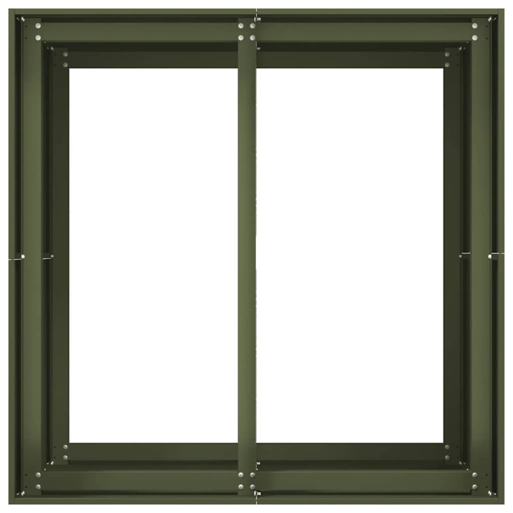 Produktbild för Planteringskärl olivgrön 80x80x80 cm stål