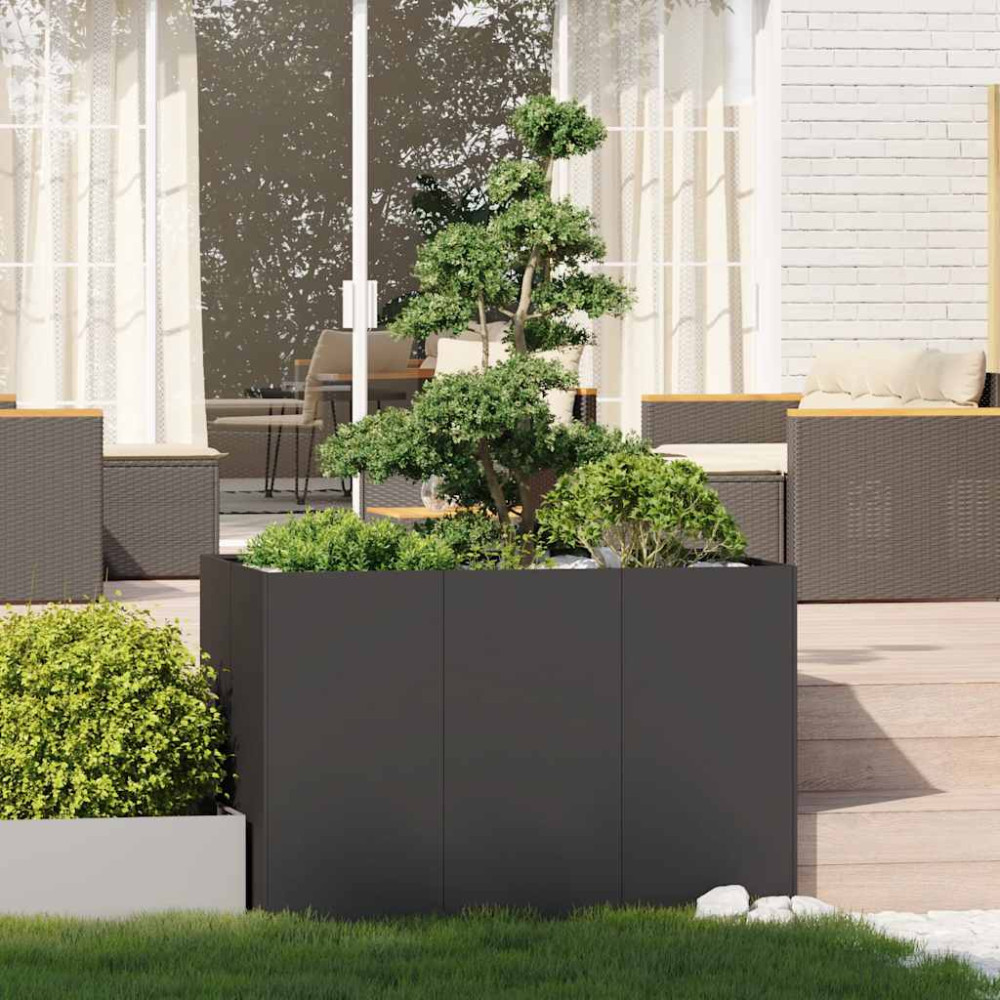 Produktbild för Planteringskärl svart 120x80x80 cm stål
