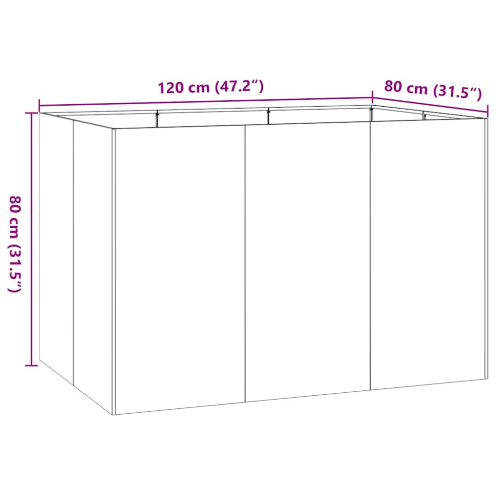 Produktbild för Planteringskärl svart 120x80x80 cm stål