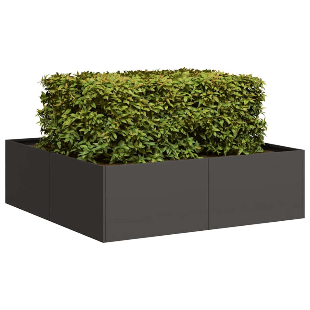 Produktbild för Planteringskärl svart 100x100x30 cm stål