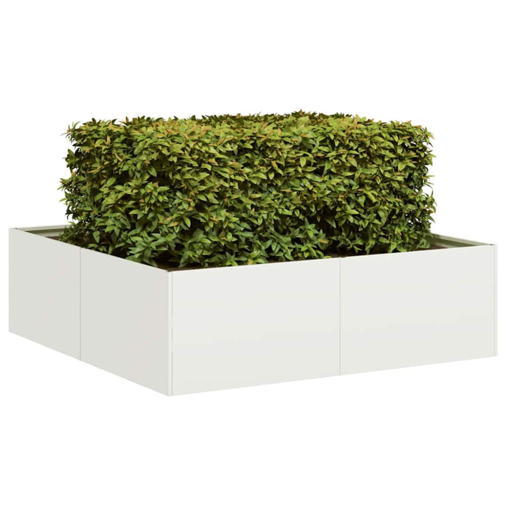 Produktbild för Planteringskärl vit 100x100x30 cm stål