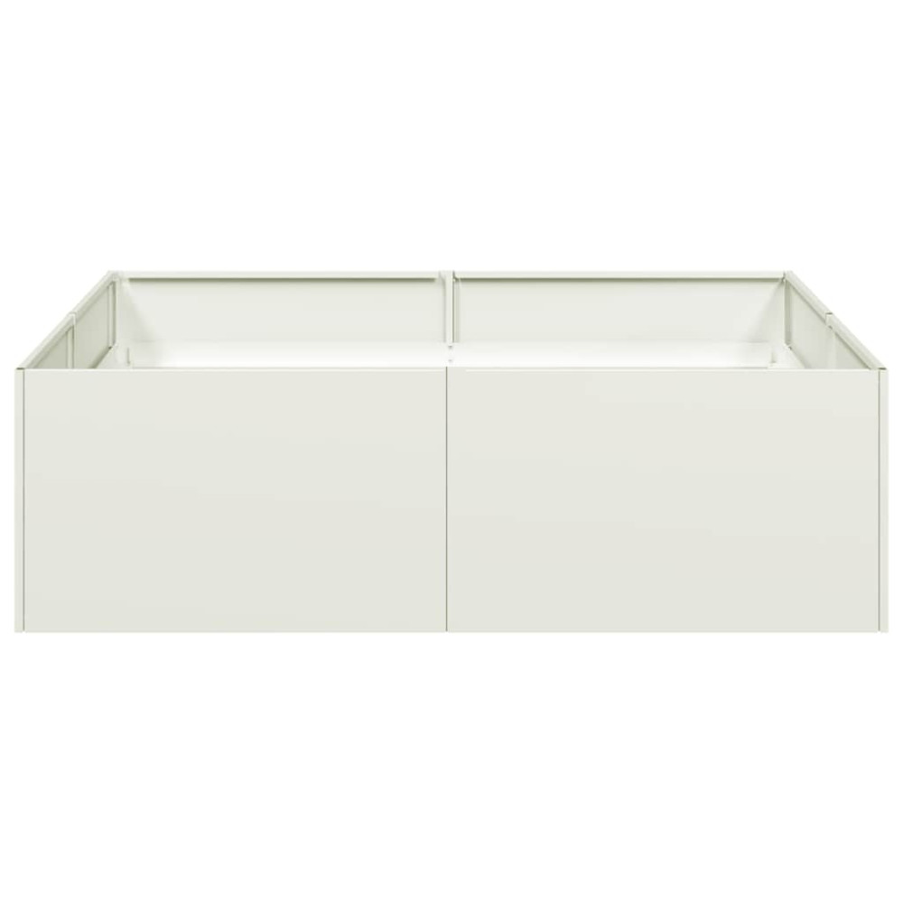 Produktbild för Planteringskärl vit 100x100x30 cm stål