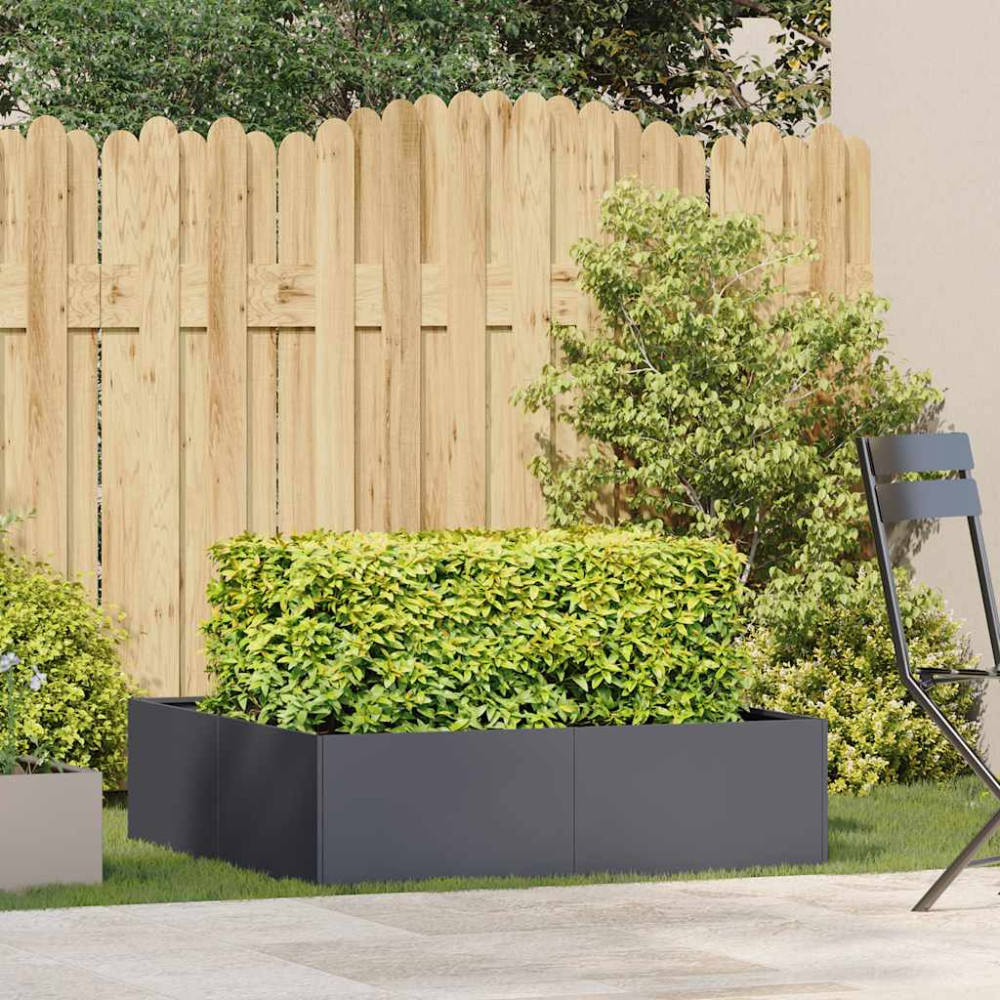 Produktbild för Planteringskärl antracit 100x100x30 cm stål