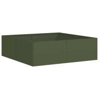 Produktbild för Planteringskärl olivgrön 100x100x30 cm stål