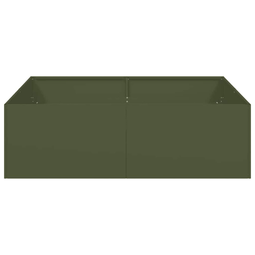 Produktbild för Planteringskärl olivgrön 100x100x30 cm stål