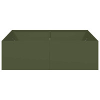 Produktbild för Planteringskärl olivgrön 100x100x30 cm stål