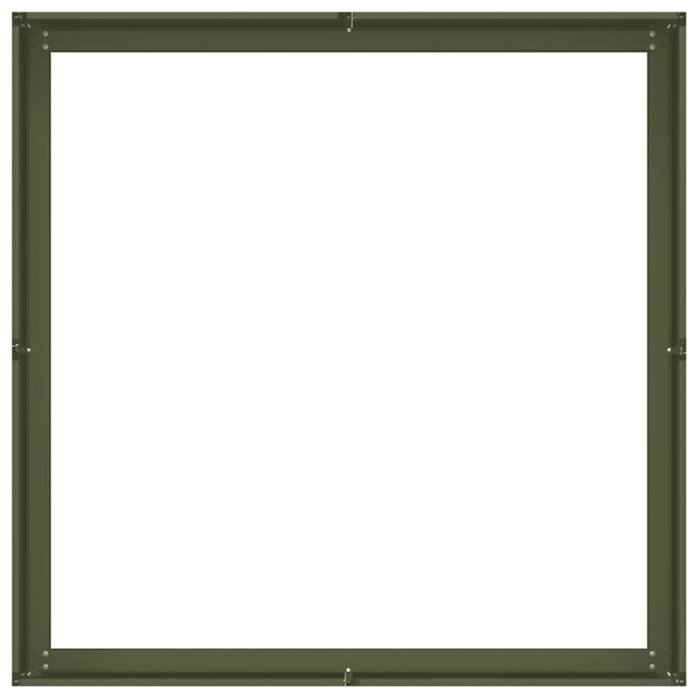 Produktbild för Planteringskärl olivgrön 100x100x30 cm stål
