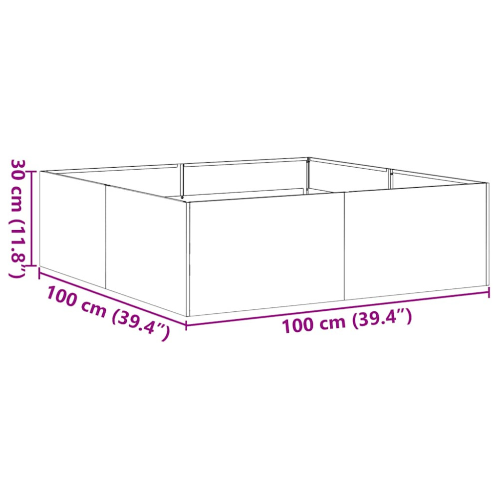 Produktbild för Planteringskärl olivgrön 100x100x30 cm stål