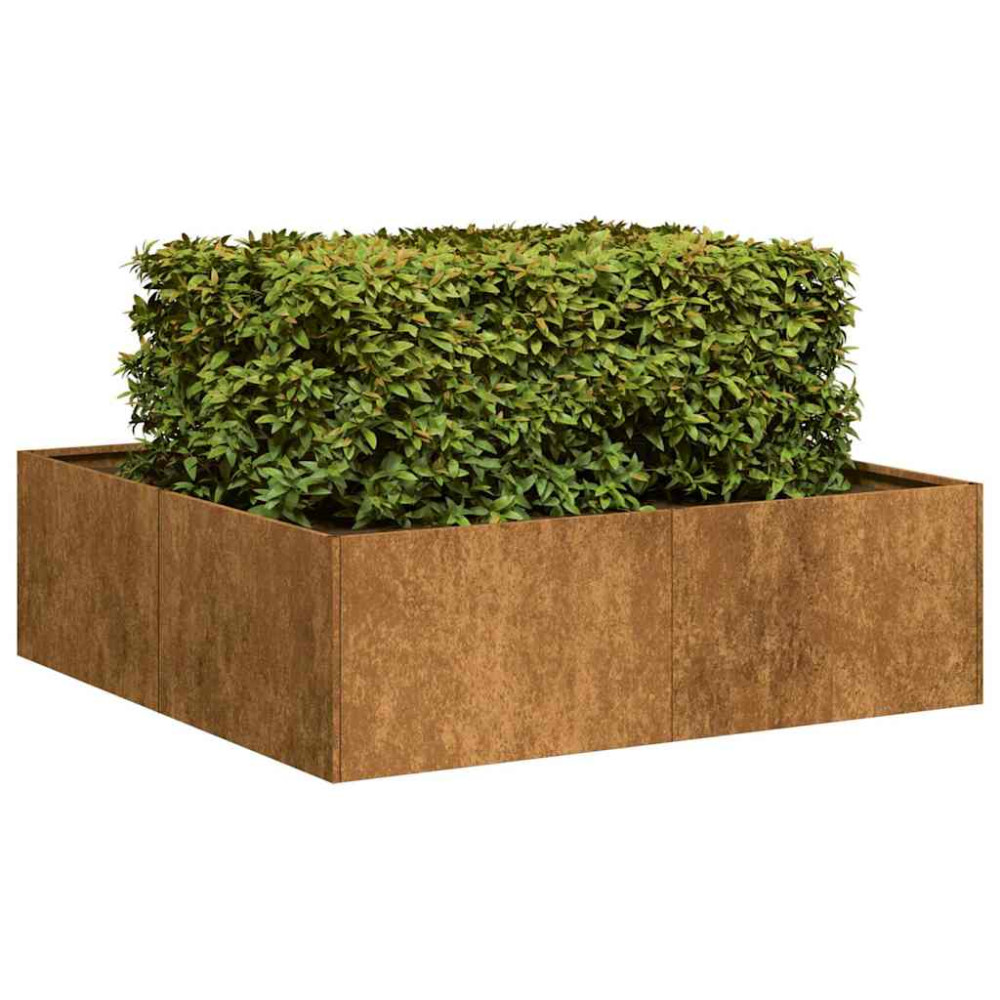 Produktbild för Planteringskärl rostig 100x100x30 cm väderbeständigt stål