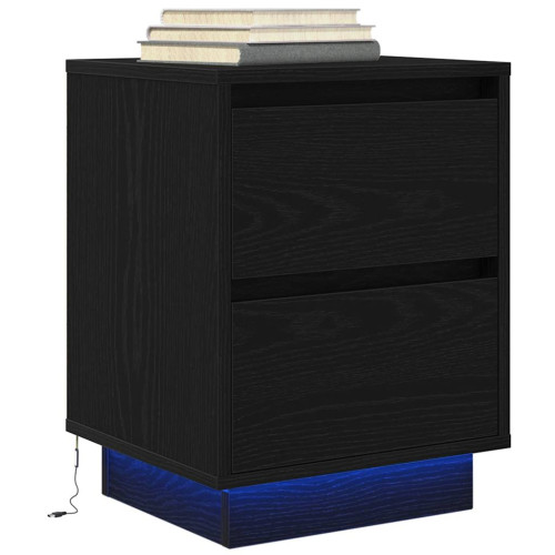 vidaXL Sängbord med LED-belysning svart 38x34x50 cm - Nattduksbord