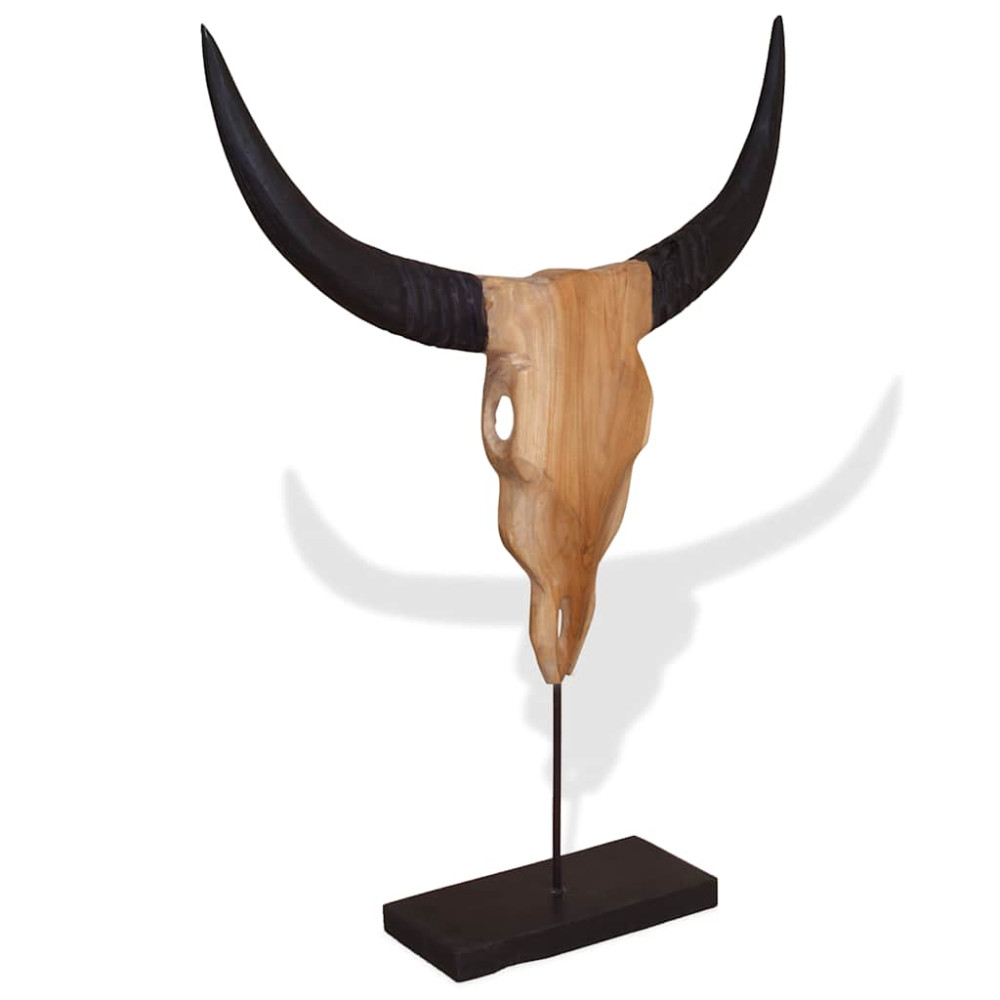 Produktbild för Tjurskalleskulptur teak 66x15x88 cm