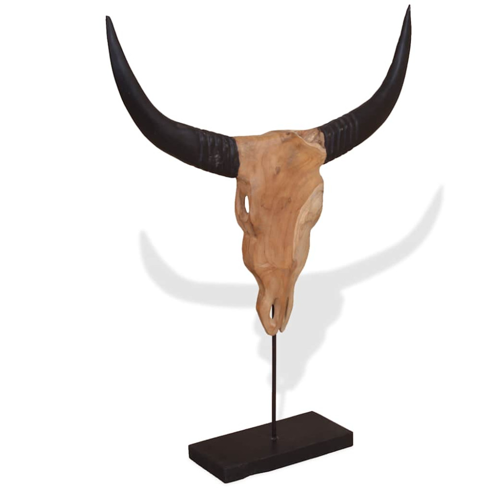 Produktbild för Tjurskalleskulptur teak 66x15x88 cm