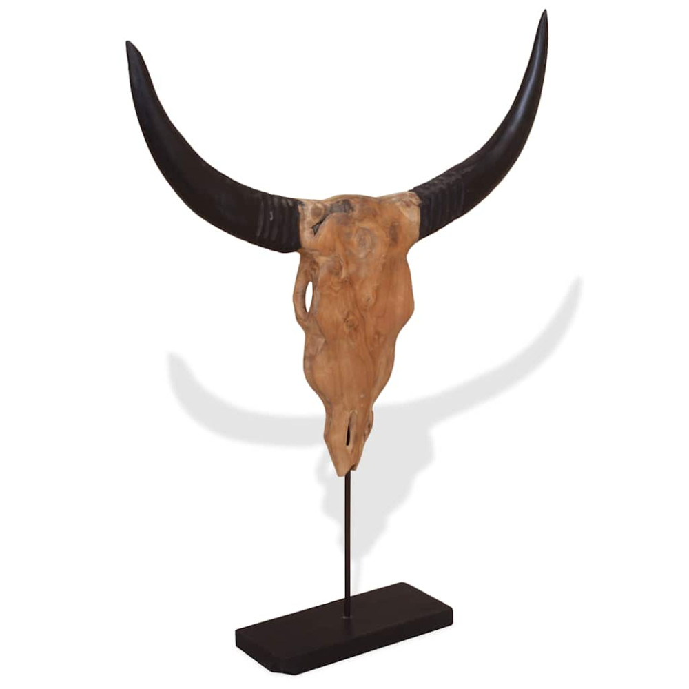 Produktbild för Tjurskalleskulptur teak 66x15x88 cm