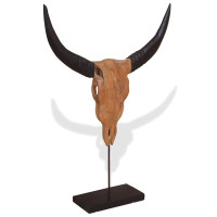 Produktbild för Tjurskalleskulptur teak 66x15x88 cm