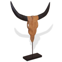Produktbild för Tjurskalleskulptur teak 66x15x88 cm