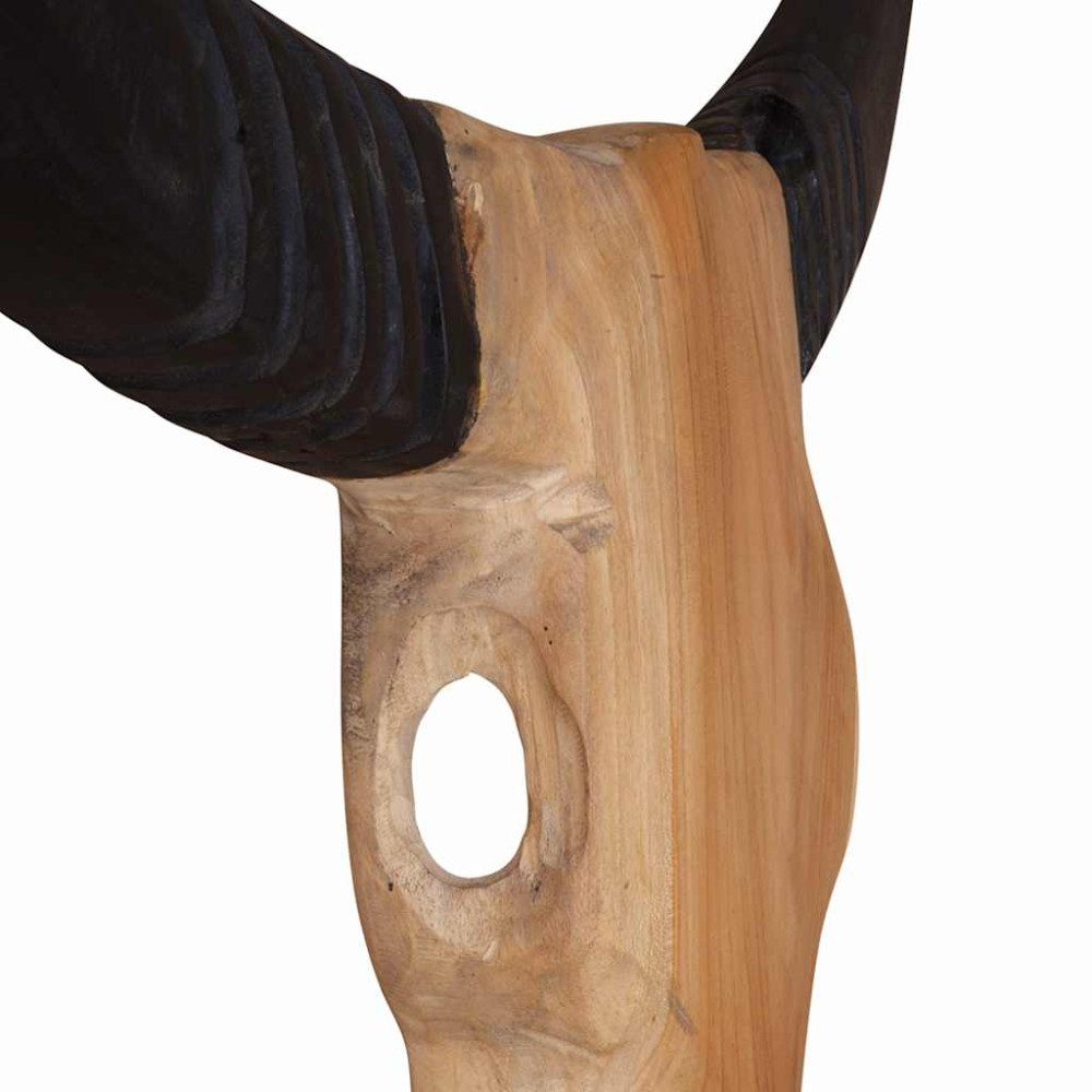 Produktbild för Tjurskalleskulptur teak 66x15x88 cm