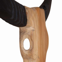 Produktbild för Tjurskalleskulptur teak 66x15x88 cm