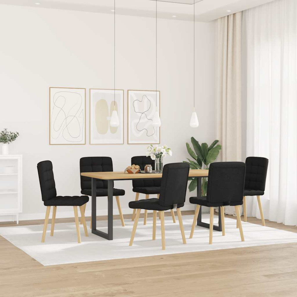 Produktbild för Matstolar 6 st svart tyg