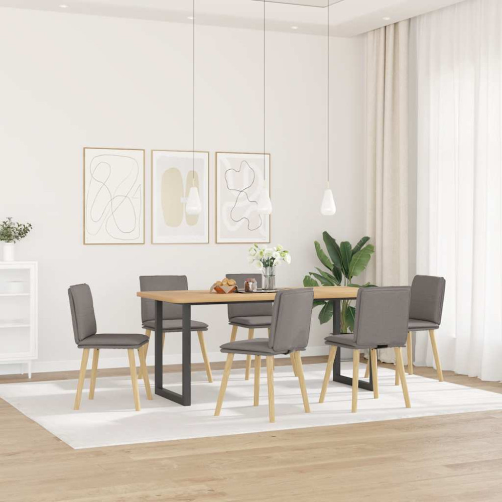 Produktbild för Snurrbara matstolar 6 st taupe tyg