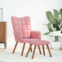 Produktbild för Vilstol med fotpall rosa sammet