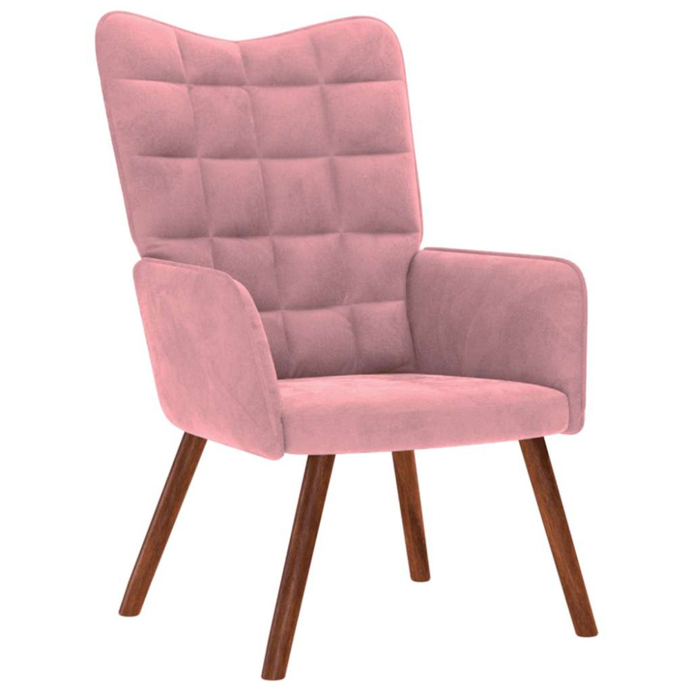 Produktbild för Vilstol med fotpall rosa sammet