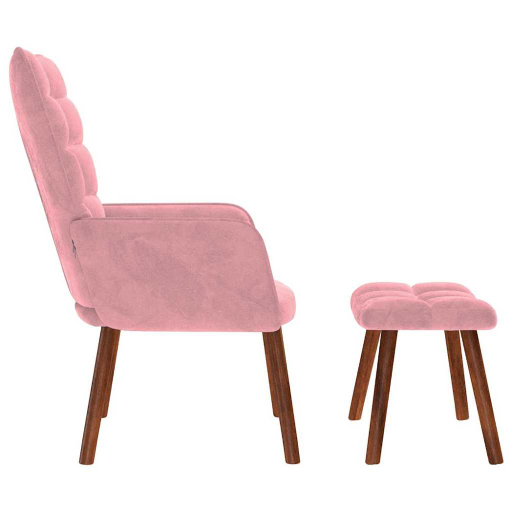 Produktbild för Vilstol med fotpall rosa sammet