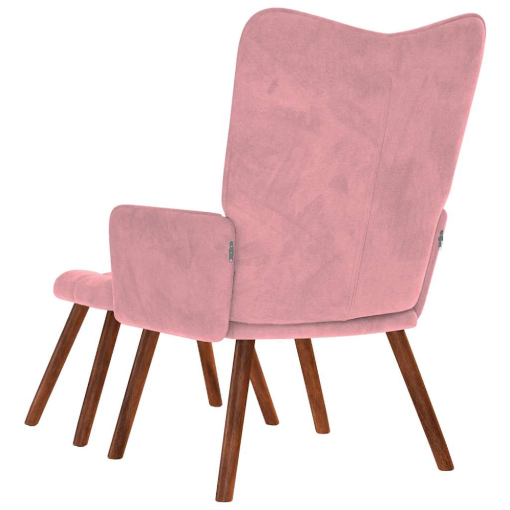Produktbild för Vilstol med fotpall rosa sammet