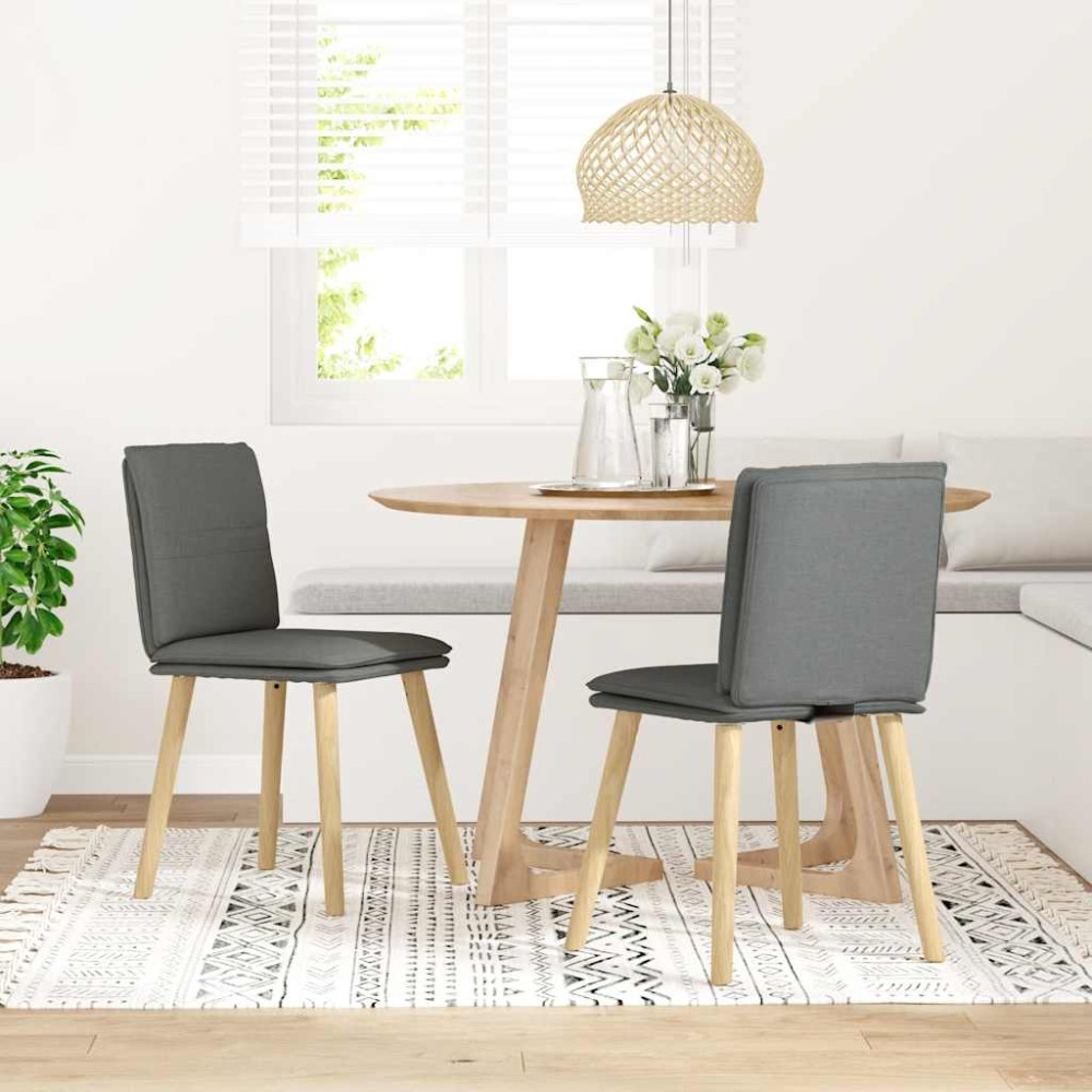 Produktbild för Matstolar 2 st mörkgrå tyg