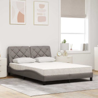 Produktbild för Bed with Mattress Taupe 140x190 cm Fabric