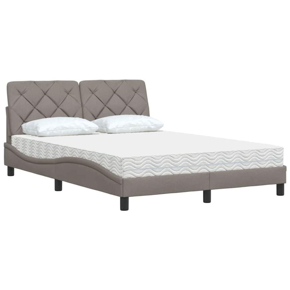 Produktbild för Bed with Mattress Taupe 140x190 cm Fabric