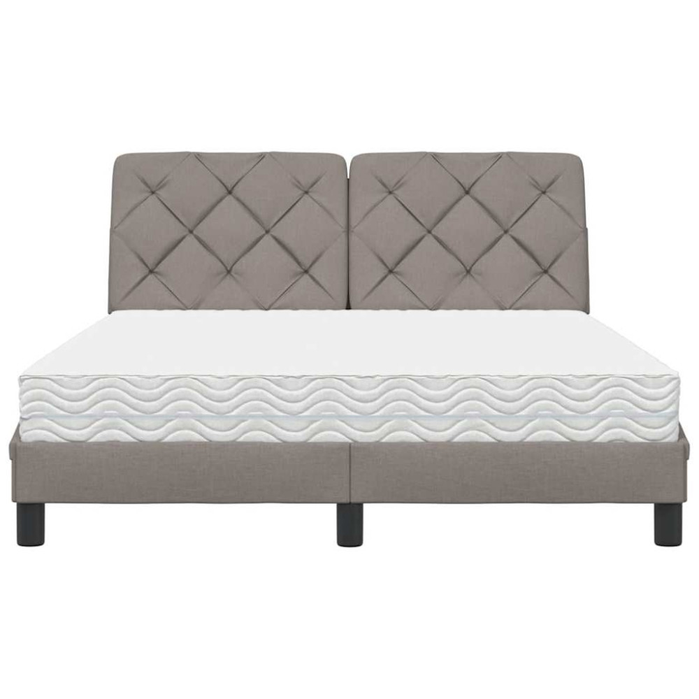 Produktbild för Bed with Mattress Taupe 140x190 cm Fabric