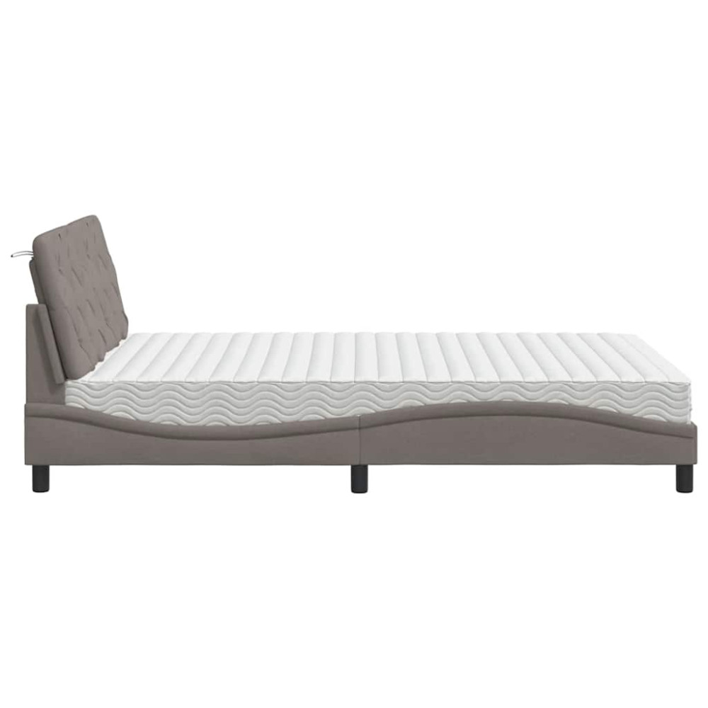 Produktbild för Bed with Mattress Taupe 140x190 cm Fabric