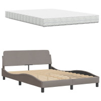 Produktbild för Bed with Mattress Taupe 140x190 cm Fabric