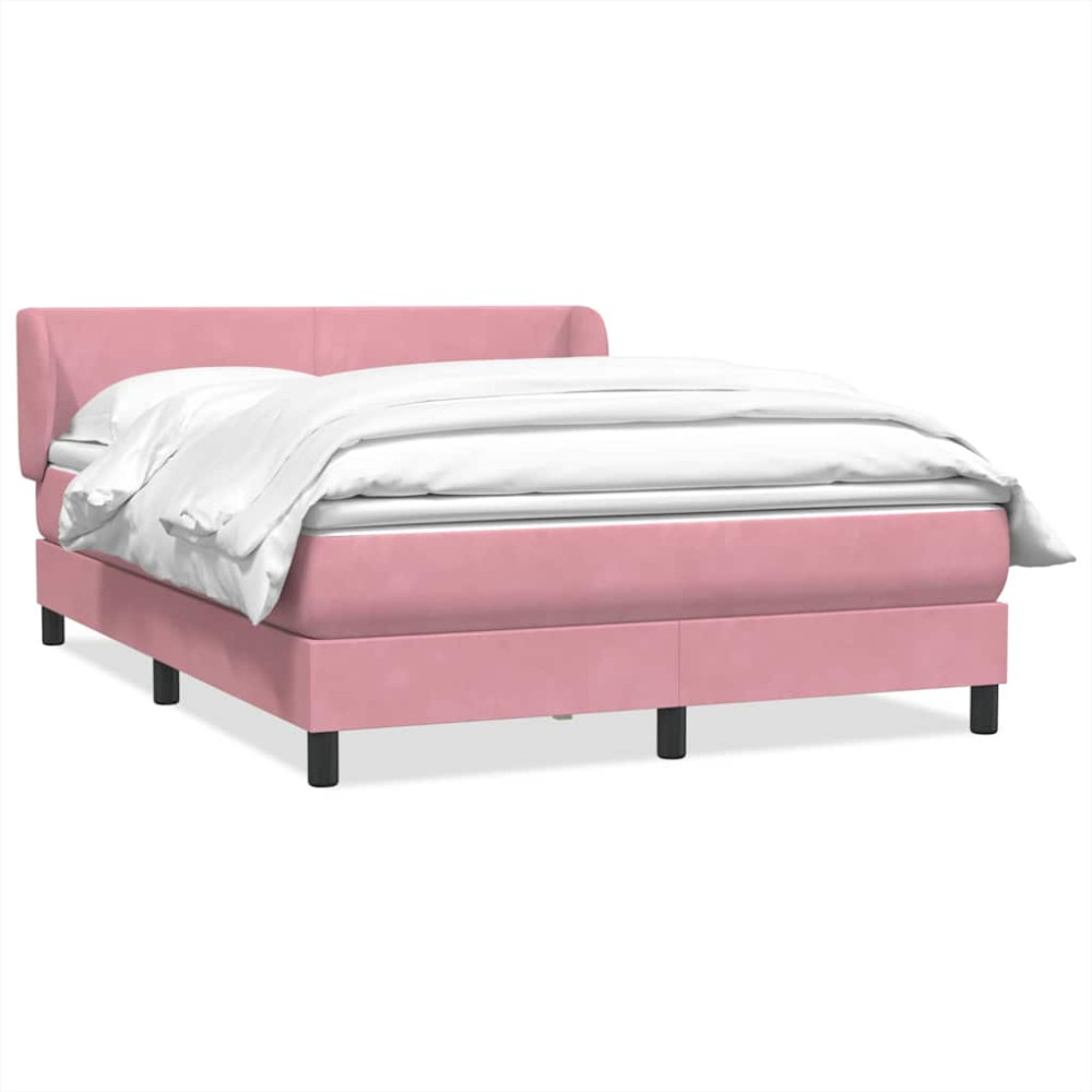 Produktbild för Ramsäng med madrass rosa 160x220 cm sammet