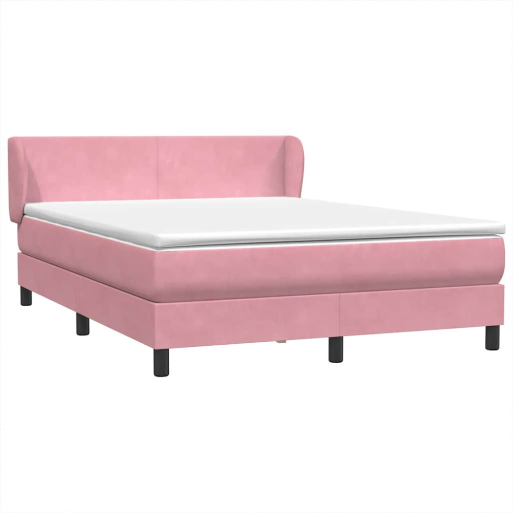 Produktbild för Ramsäng med madrass rosa 160x220 cm sammet