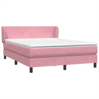 Produktbild för Ramsäng med madrass rosa 160x220 cm sammet