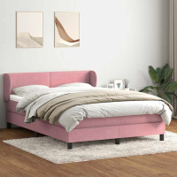Produktbild för Ramsäng med madrass rosa 160x220 cm sammet