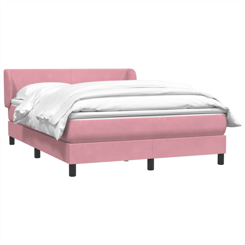 Produktbild för Ramsäng med madrass rosa 160x220 cm sammet