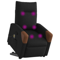 Produktbild för Massagefåtölj med uppresningshjälp svart tyg