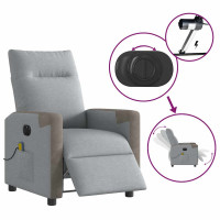 Produktbild för Elektrisk massagefåtölj ljusgrå tyg