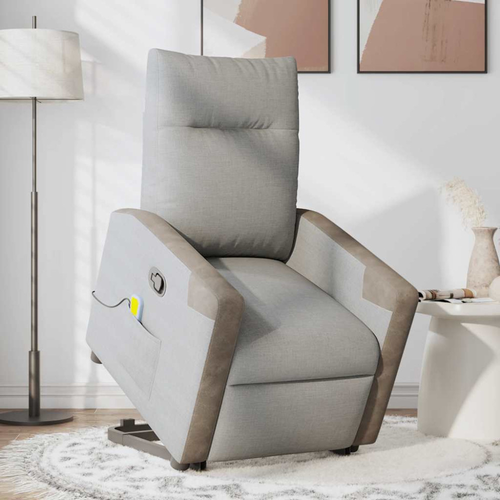 Produktbild för Massagefåtölj med uppresningshjälp molngrå tyg